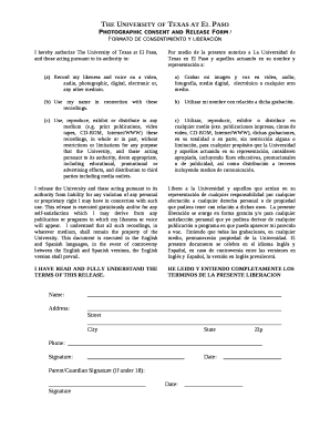 Photographic consent and Release Form /