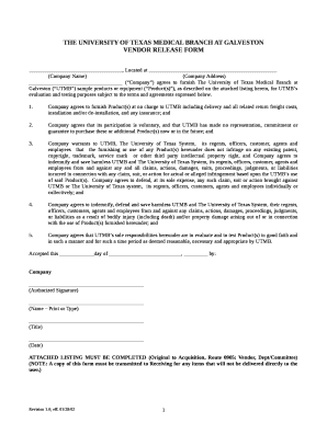 VENDOR RELEASE FORM