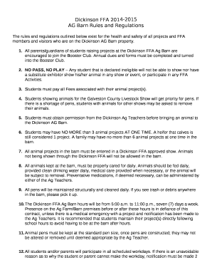 AG Barn Rules and Regulations