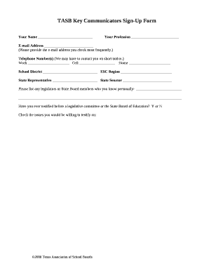 TASB Key Communicators Sign-Up Form