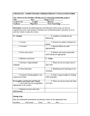 project evaluation checklist template