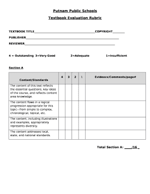 Textbook Evaluation Rubric