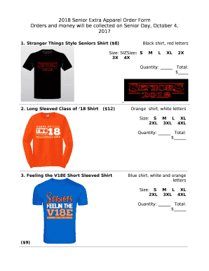 2018 Senior Extra Apparel Order Form