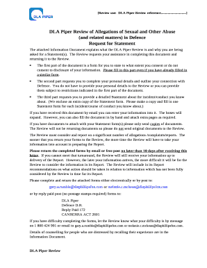 The attached Information Document explains what the DLA Piper Review is and why you are being asked for a Statement(s)
