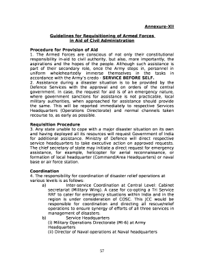 Guidelines for Requisitioning of Armed Forces