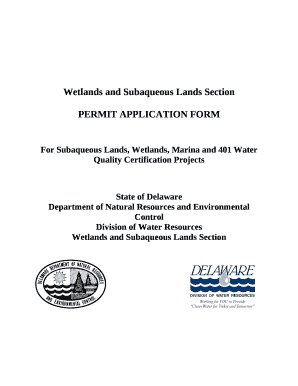 For Subaqueous Lands, Wetlands, Marina and 401 Water Quality Certification Projects template