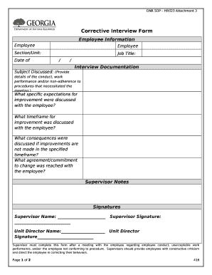 Corrective Interview Form