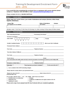 If you would like help completing this enrolment form or assistance with course selection please contact us