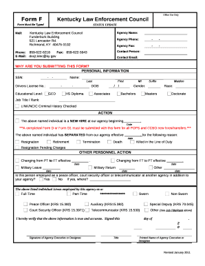 Form D-1 Kentucky Law Enforcement Council All Standards Met ...