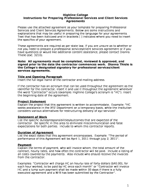 Instructions for Preparing Professional Services and Client Services Agreements
