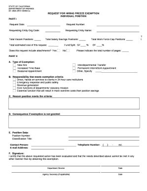 REQUEST FOR HIRING FREEZE EXEMPTION