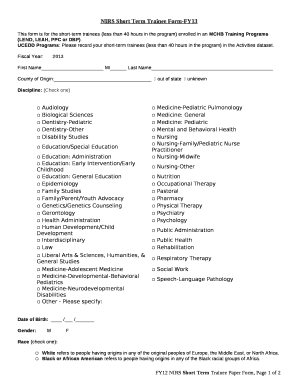 NIRS Short Term Trainee Form-FY13