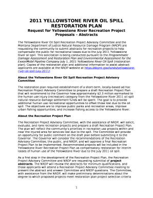 2011 YELLOWSTONE RIVER OIL SPILL RESTORATION PLAN