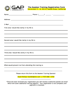 The Awaken Training Registration Form