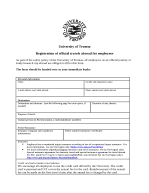 Registration of official travels abroad for employees