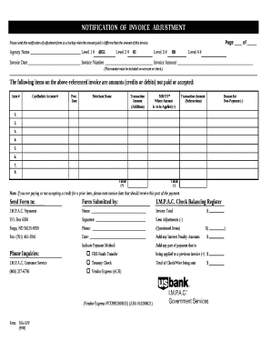 Please send this notification of adjustment form as a backup when the amount paid is different than the amount of this invoice