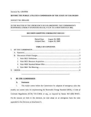 IN THE MATTER OF THE EMERGENCY RULES AMENDING THE COMMISSIONS Renewable Energy Standard RULES, 4 CCR 723-3-3650 Through 3665