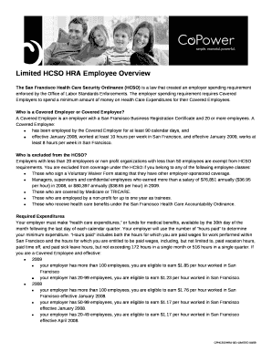 Limited HCSO HRA Employee Overview