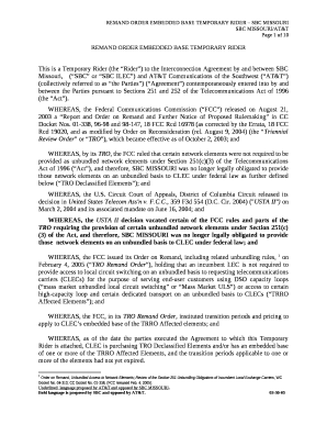 This is a Temporary Rider (the Rider) to the Interconnection Agreement by and between SBC Missouri,(SBC or SBC ILEC) and AT&T Communications of the Southwest (AT&T) (collectively referred to as the Parties) (Agreement)