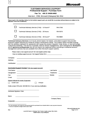 Professional Support - Purchase Form