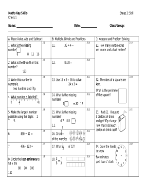 Maths Key SkillsStage 3: Skill Check 1