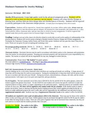 Disclosure Statement for Jewelry Making 2