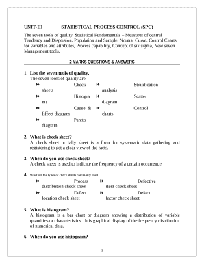 UNIT-III STATISTICAL PROCESS CONTROL (SPC)