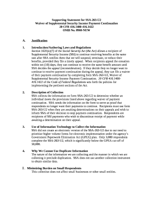 Supporting Statement for SSA-263-U2