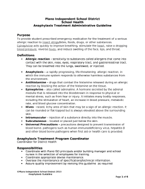 Anaphylaxis Treatment Administrative Guideline