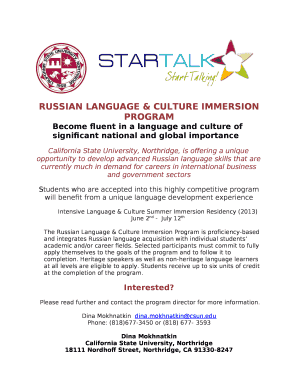 Russian Language & Culture Immersion Program