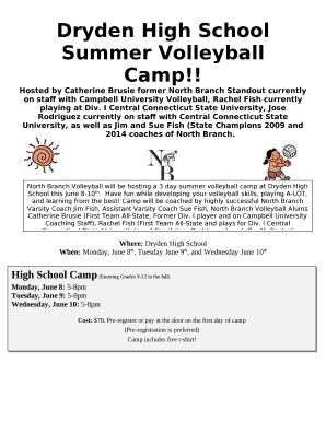 Dryden High School Summer Volleyball Camp