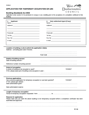 Application under section 21 for permission to occupy or use a building prior to the acceptance of a completion certificate for that building
