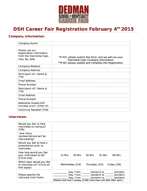 Please use our Registration Information from the Internship Expo