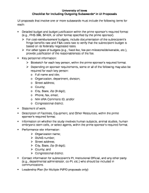 Checklist for Including Outgoing Subawards* in UI Proposals