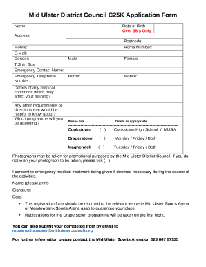 Mid Ulster District Council C25K Application Form