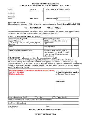 Ultrasound request form template