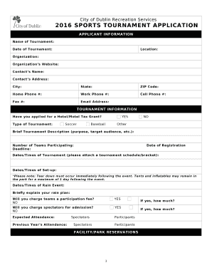 2016 Sports Tournament Application