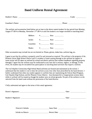 Band Uniform Rental Agreement