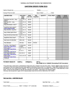 Contact Phone Number Date of Order / / 2015