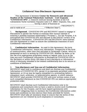 Unilateral Non-Disclosure Agreement