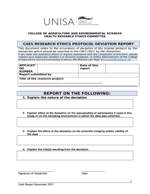 CAES RESEARCH ETHICS PROTOCOL DEVIATION REPORT