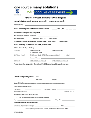 Direct Network Printing Print Request