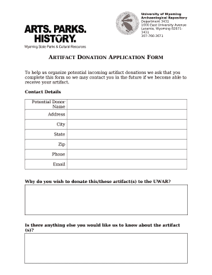 Artifact Donation Application Form