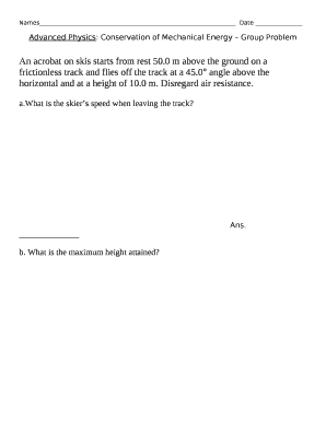 Advanced Physics: Conservation of Mechanical Energy Group Problem