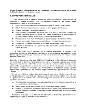 RESOLUCION en materia aduanera del Tratado de Libre Comercio entre los Estados Unidos Mexicanos y el Estado de Israel