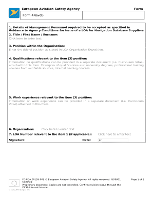 Details of Management Personnel required to be accepted as specified in Guidance to Agency Conditions for Issue of a LOA for Navigation Database Suppliers