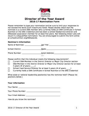 Please remember to type your nomination and be sure to limit your responses to not exceed the word count maximums listed