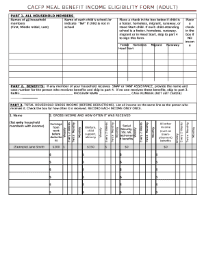 CACFP Meal Benefit Income Eligibility Form (ADULT)