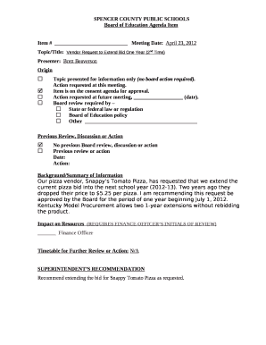 Topic/Title:Vendor Request to Extend Bid One Year (2nd Time)