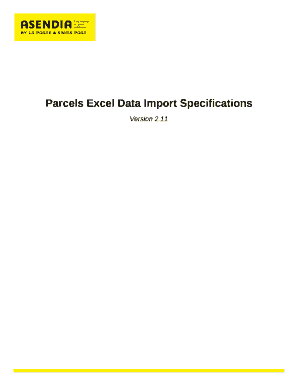 Parcels Excel Data Import Specifications